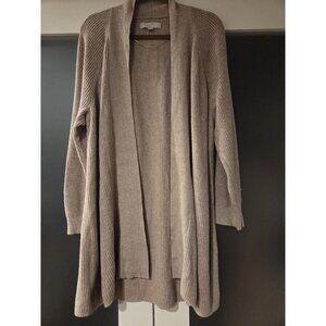 LOFT Plus Size 24/26 Beige Ribbed Open Front Long Cardigan Sweater